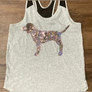 PINK VS BLING DOG MESH  TANK XS